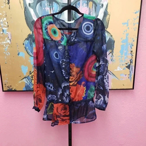 DesigualFloral Sheer Blouse  - Picture 1 of 8